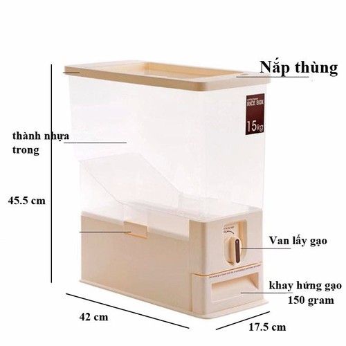 Thùng Đựng Gạo Thông Minh Rice Dispenser 15Kg E122