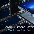 Dây cáp sạc nhanh tự ngắt 100W tích hợp 3 cổng sạc